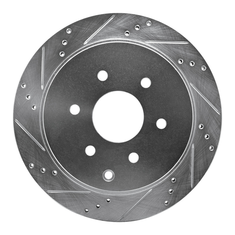 Infiniti QX56 Brake Rotor (1) - Rear Left - R1 Concepts - Drilled & Slotted - Silver - `10-`24
